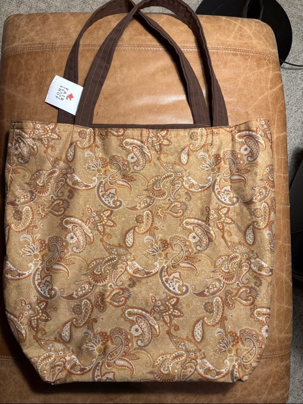 NWT Paisley Tote Bag in Tan and Brown